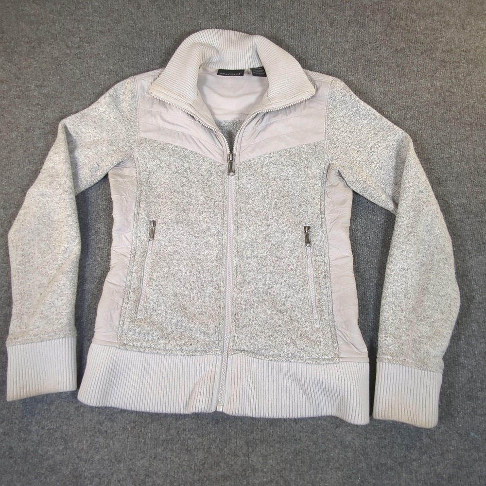 Marmot Womens Light Gray Hybrid Knit Quilted Full Zip Sweater Jacket XS 886570